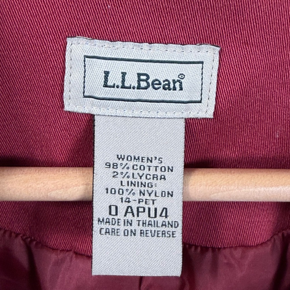 LL Bean Womens 14 Petite 3 Button Cotton Twill Canvas Blazer Jacket Pink Stretch - Picture 4 of 5